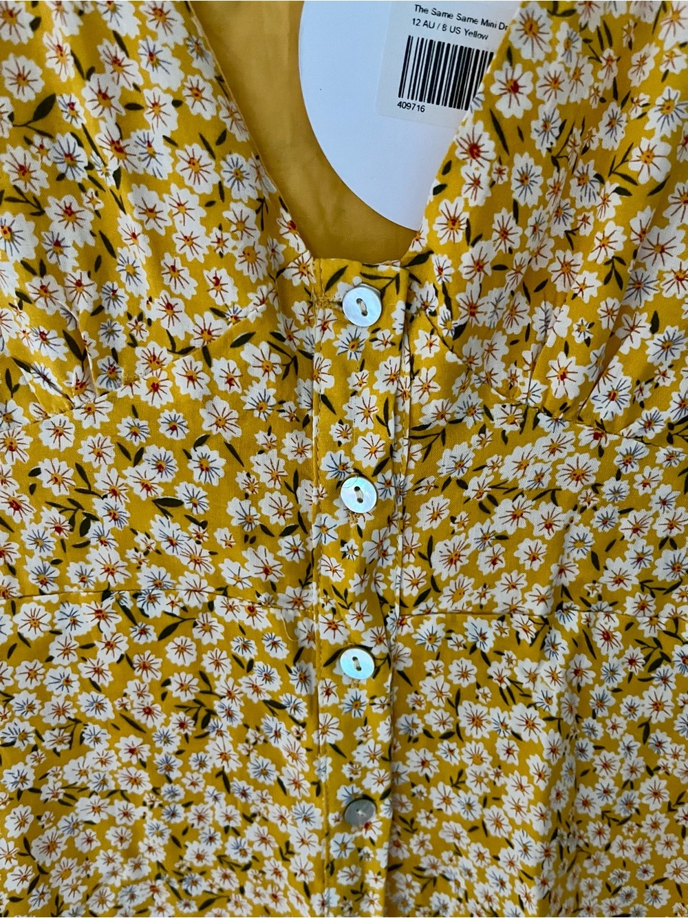 NWT Princess Polly Yellow Floral Button-Front Mini Dress - Picture 2 of 7